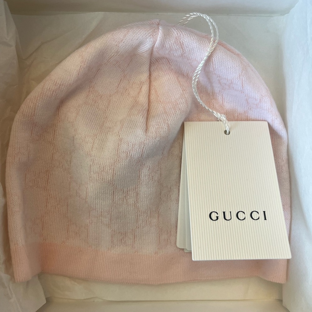 Gucci Pink Knit Hat Cozy Designer Accessory